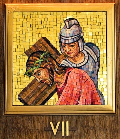 Seventh Station of the Cross mosaic - St. Francis Friary Chapel, Loretto PA