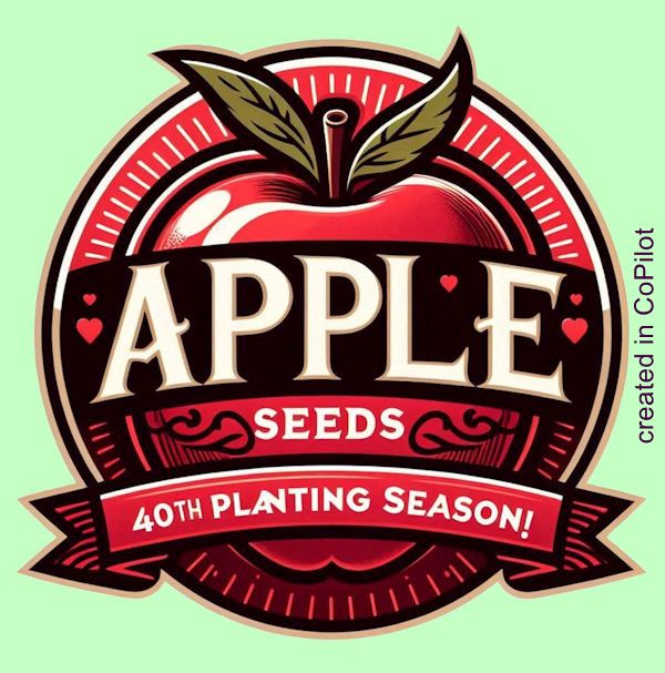 Red Apple background with Apple Seeds 40th Planting Season