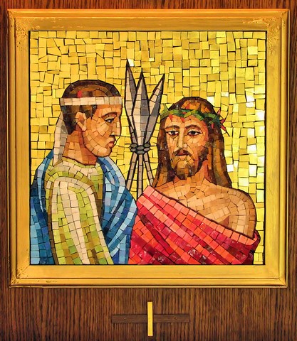 First Station of the Cross mosaic - St. Francis Friary Chapel, Loretto PA