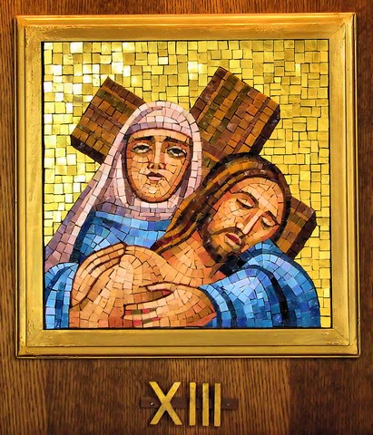 Thriteenth Station of the Cross mosaic - St. Francis Friary Chapel, Loretto PA