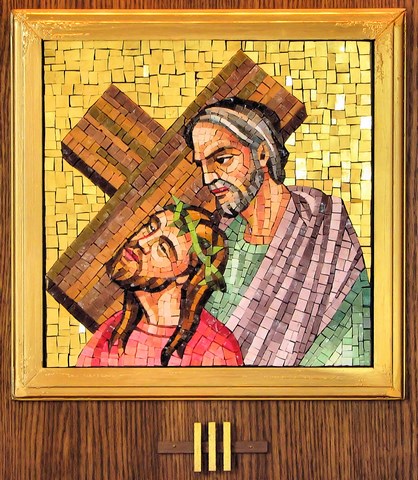 Third Station of the Cross mosaic - St. Francis Friary Chapel, Loretto PA