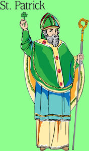 St. Patrick holding three leaf Shamrock