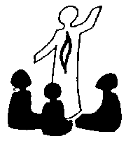 storyteller with 3 children