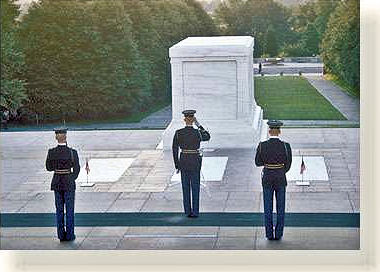 Tomb Guard Relief at attention - Tomb of the Unknown Soldier - Arlington Cemetery