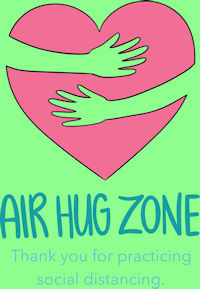 Arms wrapped arounf a heart - Air Hugs Zone