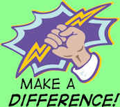Make a difference -- hand holding lightning bolt