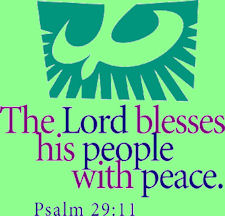 Descending dove - "The Lord blesses his people with peace" Ps. 29:11.