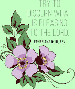 "Try to discerh what is pleasing to the Lord"  Ephesians 5:10 ESV