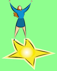 Woman standing on shining star