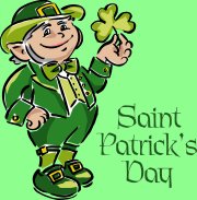 St. Patrick's Day with leprechaun holding a shamrock